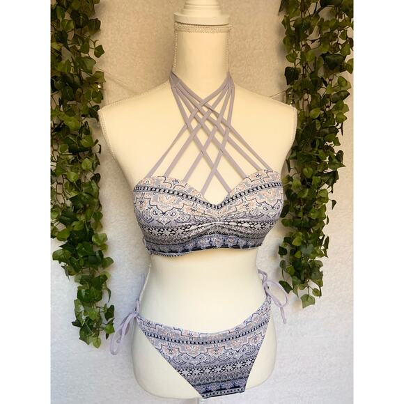 Ambrielle Other - Ambrielle Purple Halter Strap Top and Scrunched Back Bottoms 2 Pc Bikini Medium